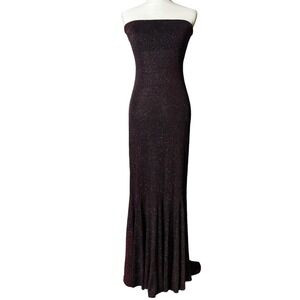 Vintage Late 90s Carabella Strapless Mermaid Gown Large‎ Made USA Sparkle Maxi